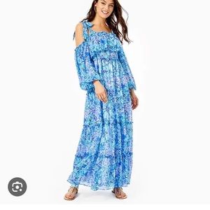 Lilly Pulitzer Blue Floral Maxi Dress